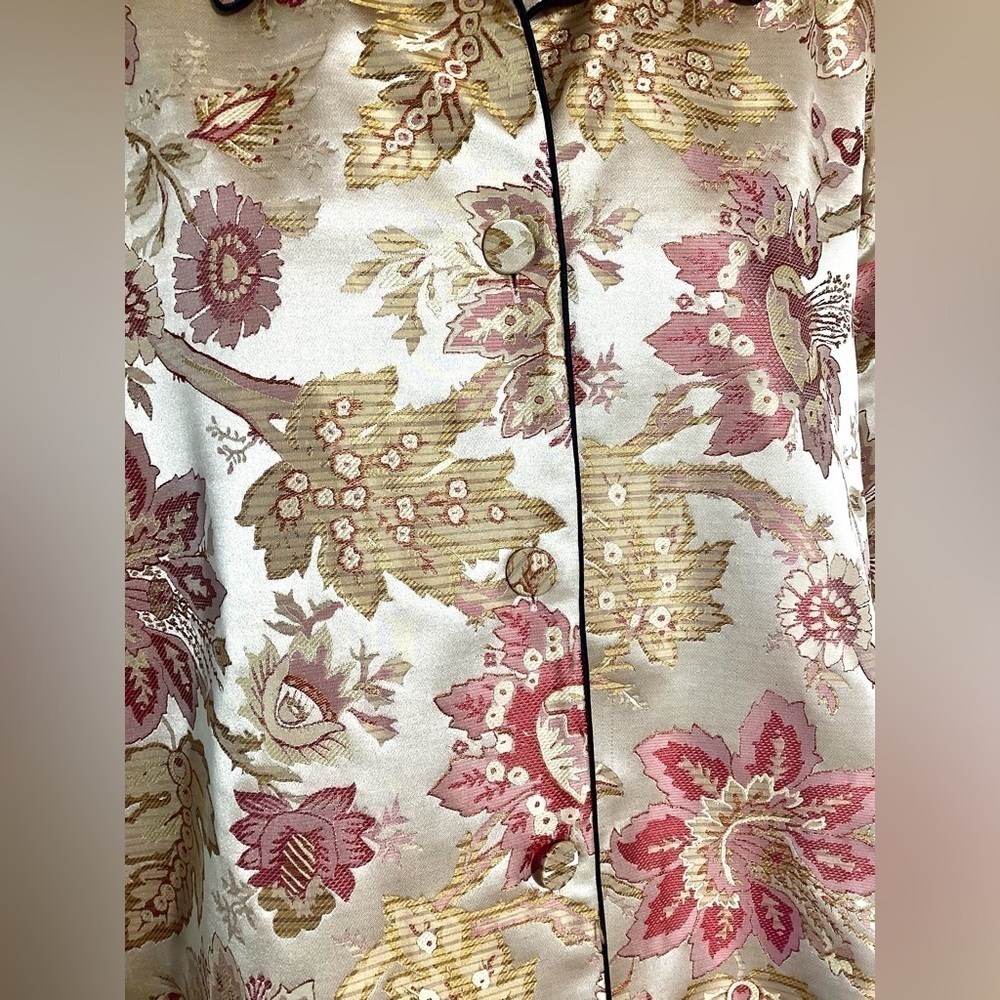 August Max Silk Floral Jacquard Jacket Size 4 Autumnal Sophisticated Chic Fall - Picture 9 of 15